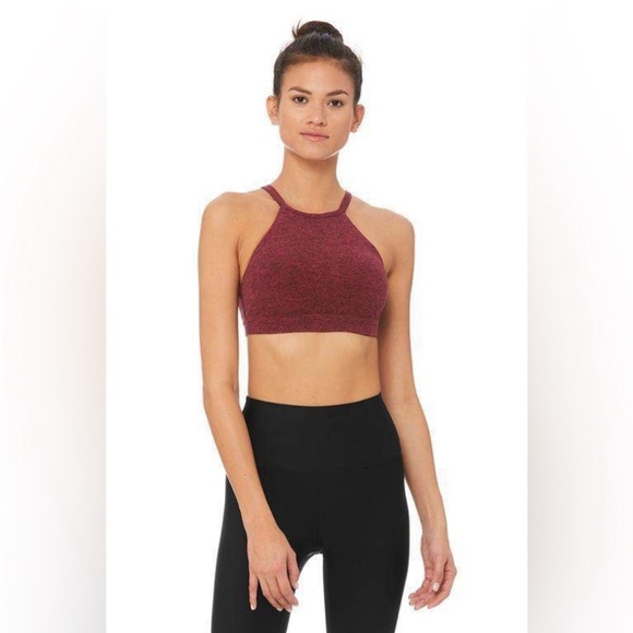 Alo Lotus Bra Sports Black Cherry Heather Yoga Red Small - Picture 1 of 4